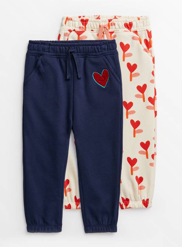 Buy Heart Flower & Navy Joggers 2 Pack 1-1.5 years | Multipacks